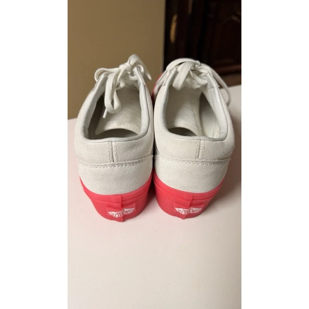 Vans Old Skool Stackform Platform White Pink Sneakers Shoes Men 7 Women 8.5